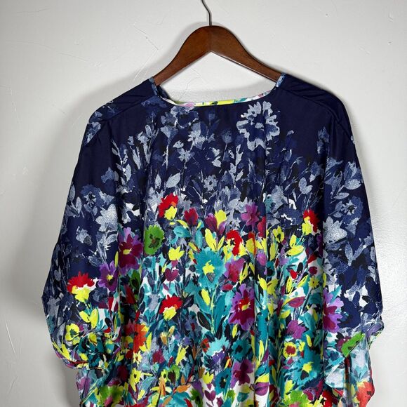 Winlar Kimono House Dress Colorful Floral Watercolor One Size Fits Most - Picture 9 of 12